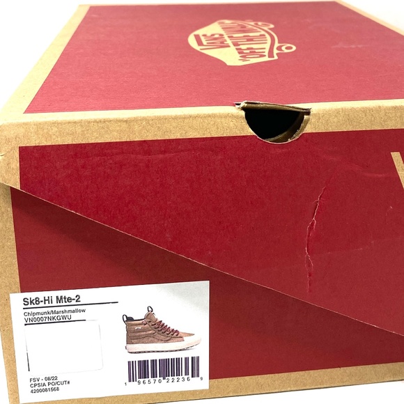 VANS Sk8-Hi MTE-2 High Top Suede Lights Brown Women's Size Sneakers VN0007NKGWU - Picture 8 of 9